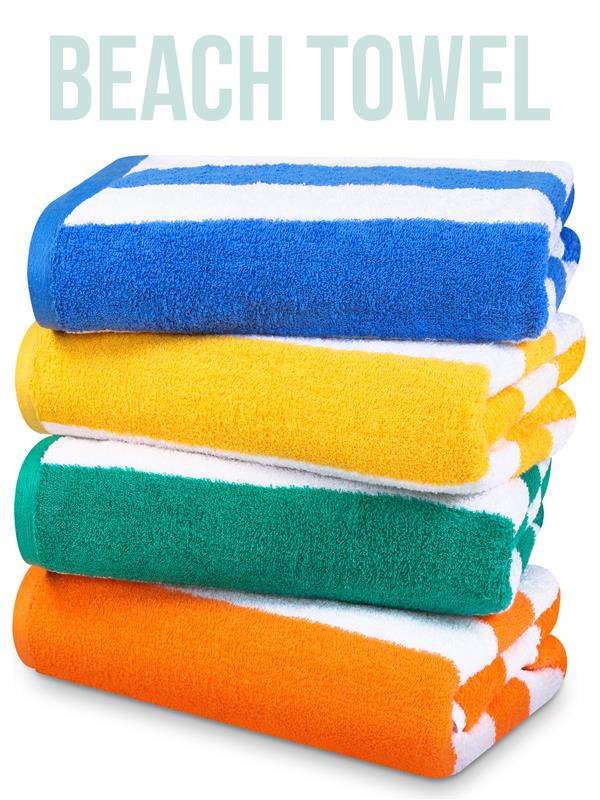 Utopia Towels 4-Pack Cabana Stripe Oversized Beach Towels 30" X 60"