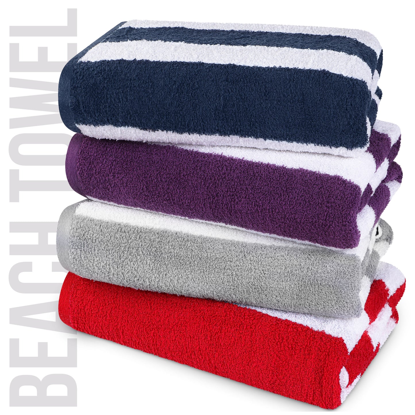 Utopia Towels 4-Pack Cabana Stripe Oversized Beach Towels 30" X 60"