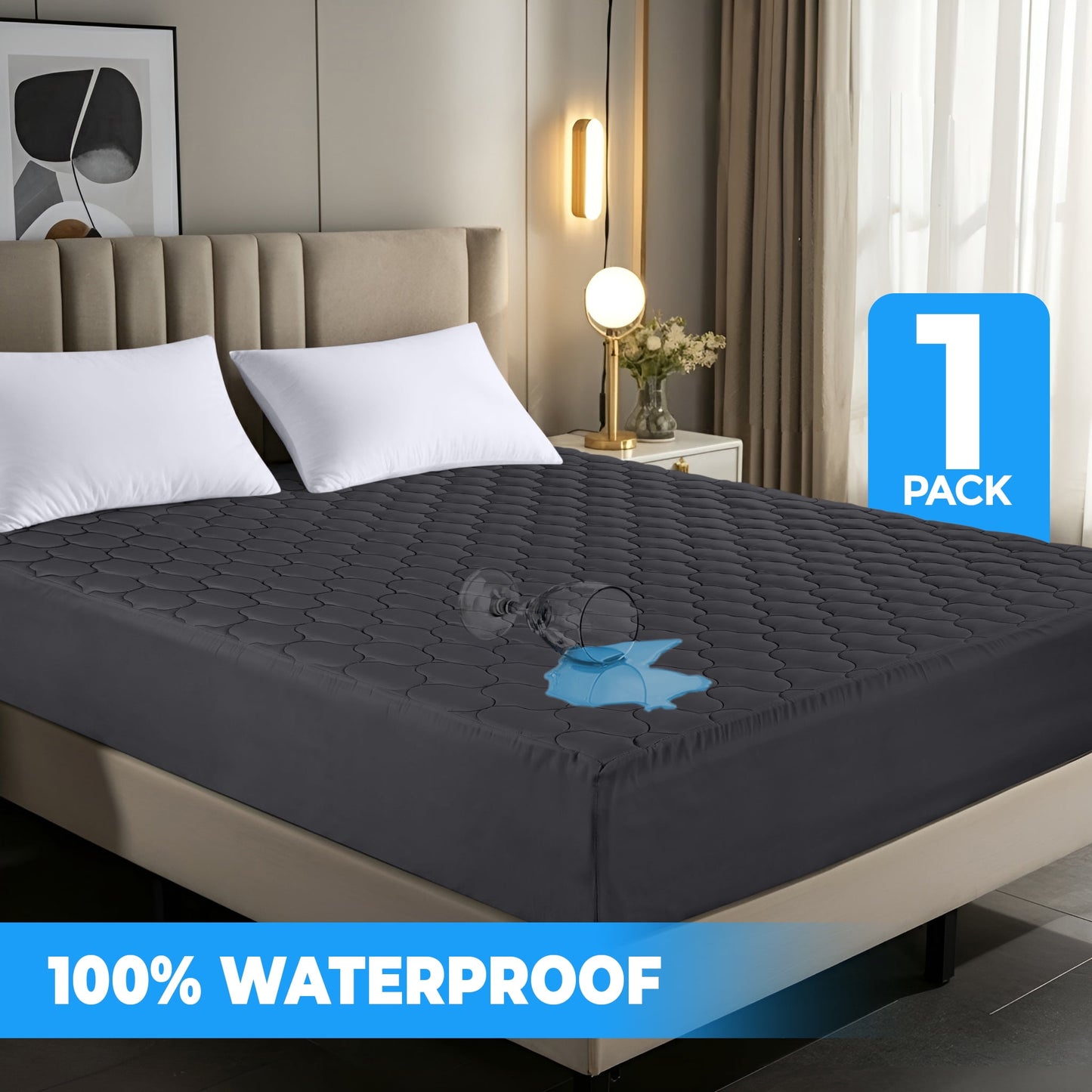 Utopia Bedding Quilted Mattress Protector Full Size White Pack of 1, Microfiber Fitted Mattress Topper Deep Pocket up to 16 inches, Machine Washable Mattress Pad