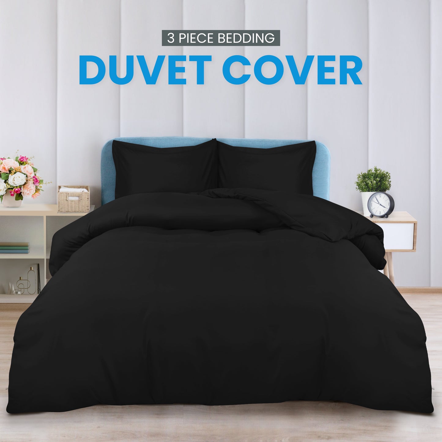 Utopia Bedding Duvet Cover Full Black 1 Duvet Cover with 2 Pillow Shams 80 X 90 Inches