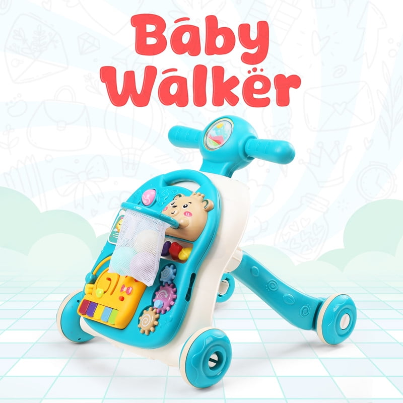 YOLAY 3-in-1 Baby Walker and Activity center for (Girls/Boys) Sit to Stand Learning Walker with Interactive Music Panel for Infants & Toddlers