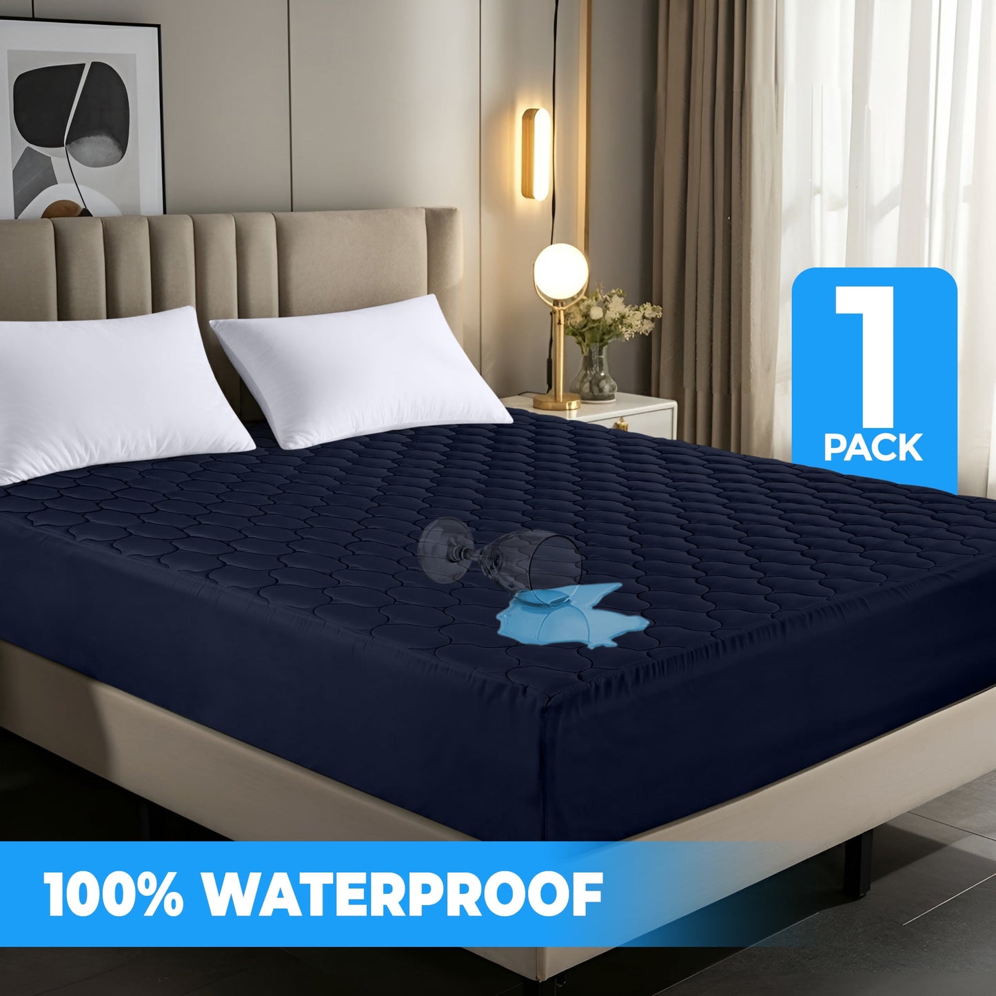 Utopia Bedding Quilted Mattress Protector Full Size White Pack of 1, Microfiber Fitted Mattress Topper Deep Pocket up to 16 inches, Machine Washable Mattress Pad