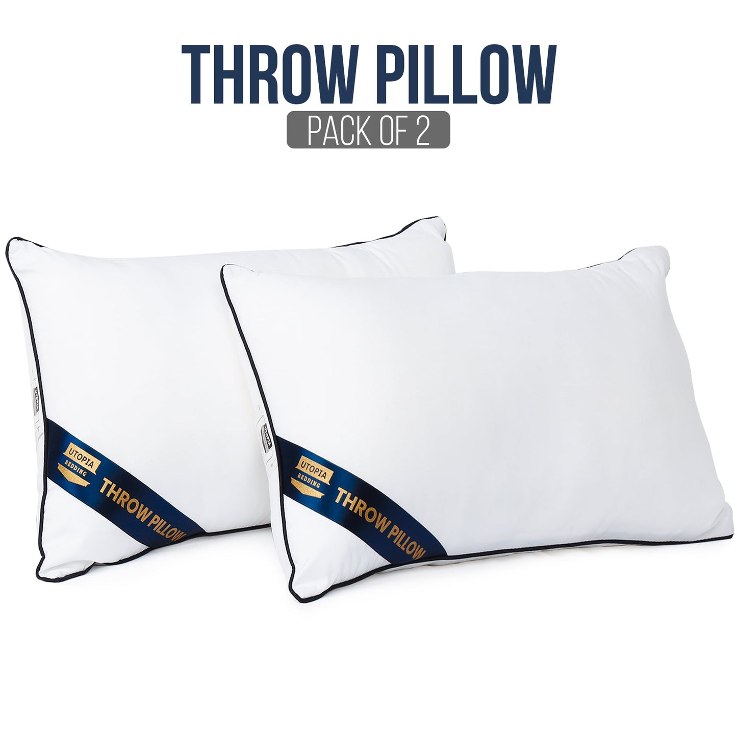 Utopia Bedding Premium Microfiber Decorative Pillows 2-Pack, 12x20 inches Navy,