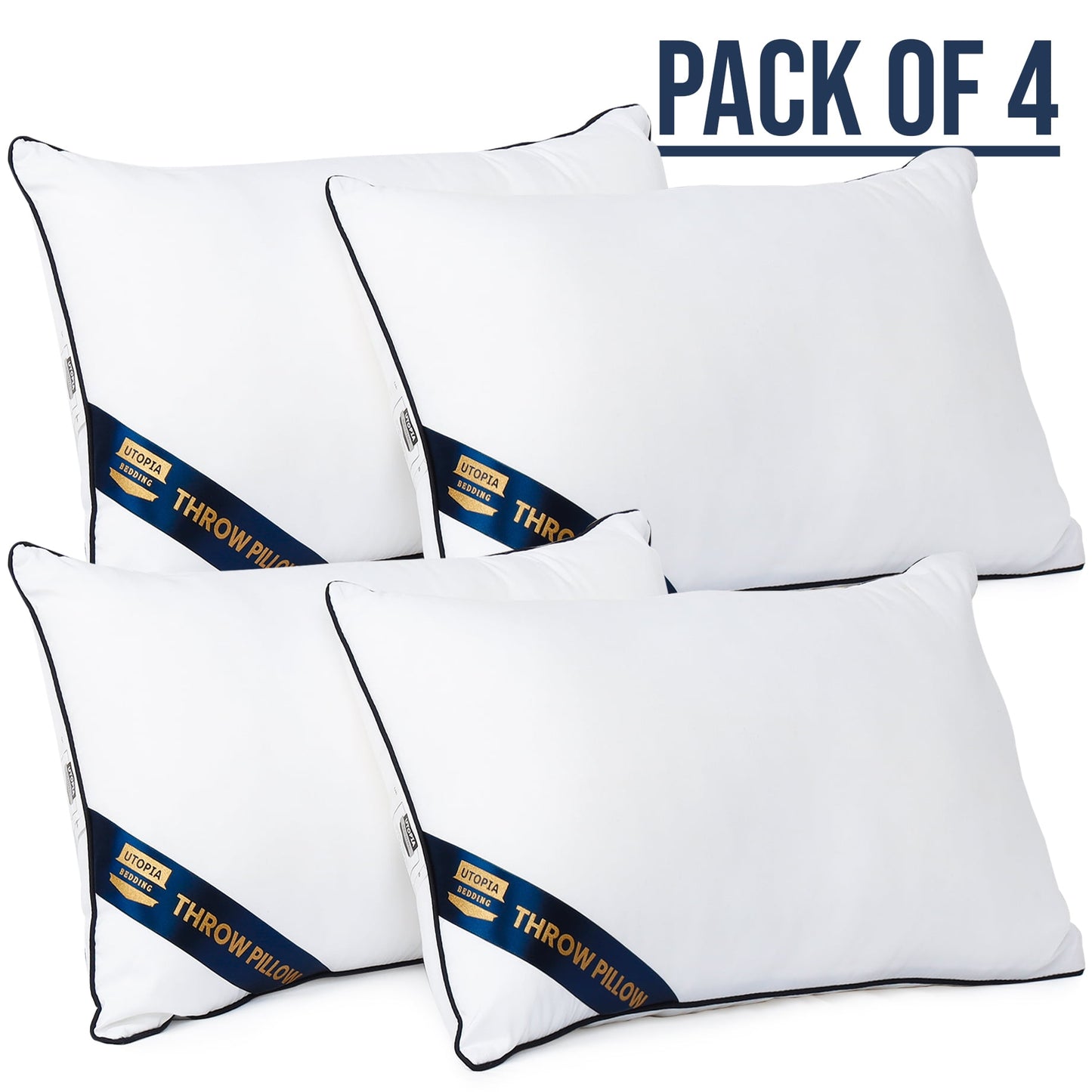 Utopia Bedding Premium Microfiber Decorative Pillows 4-Pack, 12x20 inches Navy,