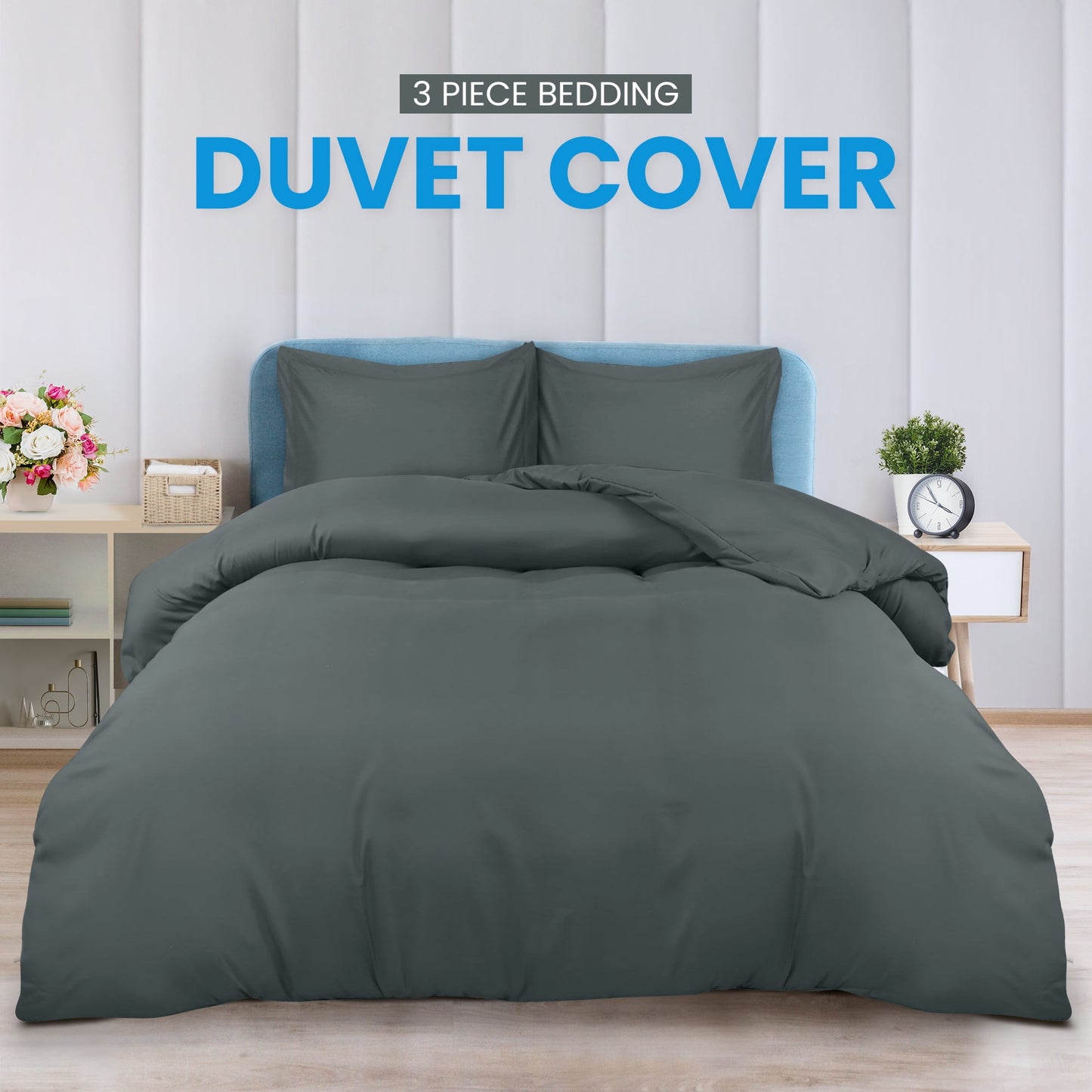 Utopia Bedding Duvet Cover Full Grey 1 Duvet Cover with 2 Pillow Shams 80 X 90 Inches