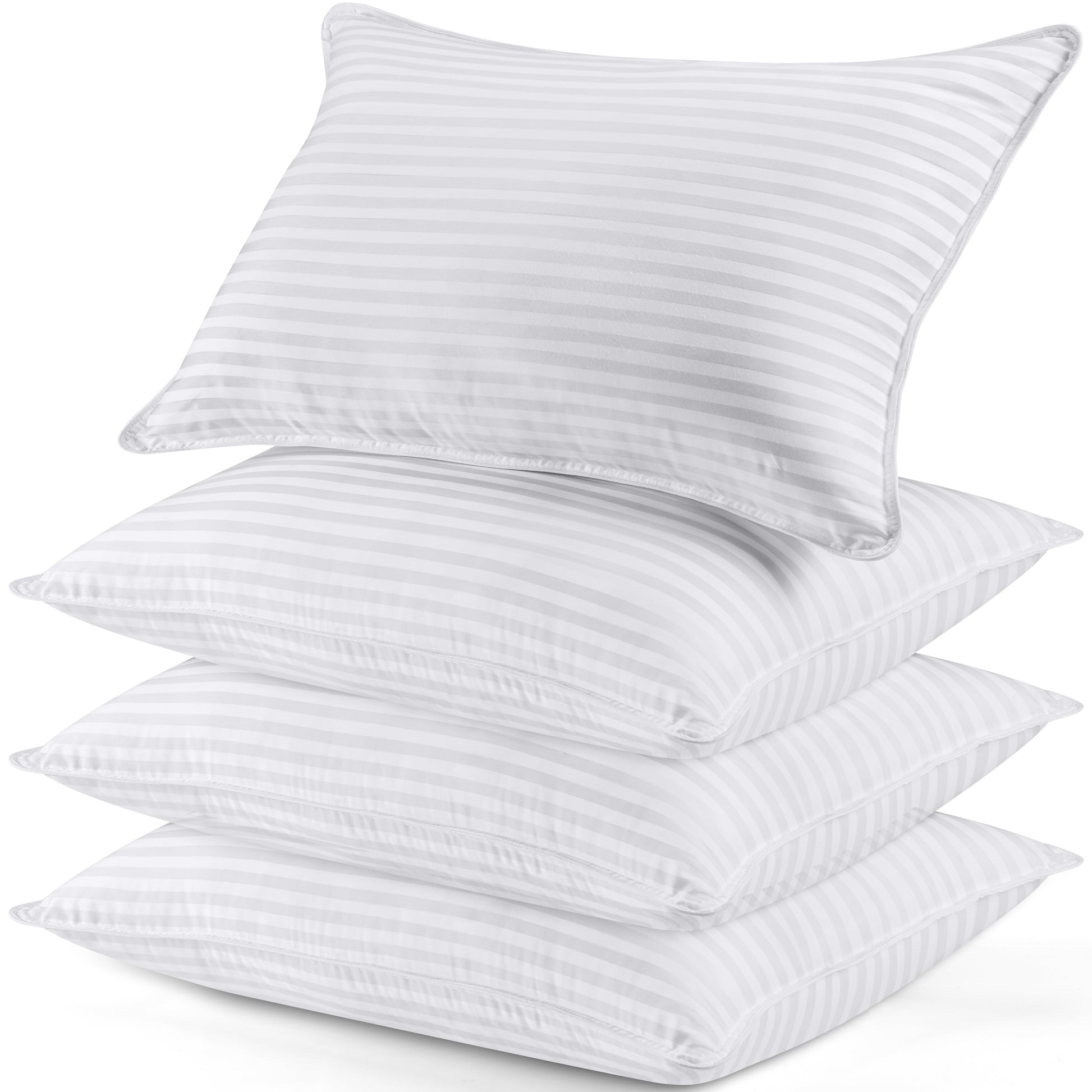 Utopia Bedding Bed Pillow with White Stripes - Set of 4 (Standard/Queen, 26"L x 19" W)