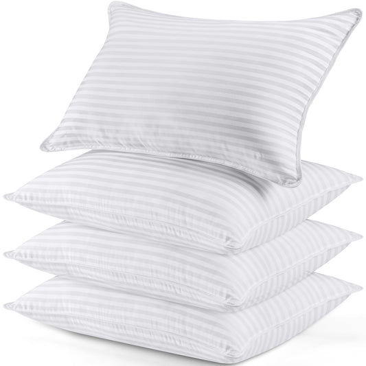 Utopia Bedding Bed Pillow with White Stripes - Set of 4 (Standard/Queen, 26"L x 19" W)