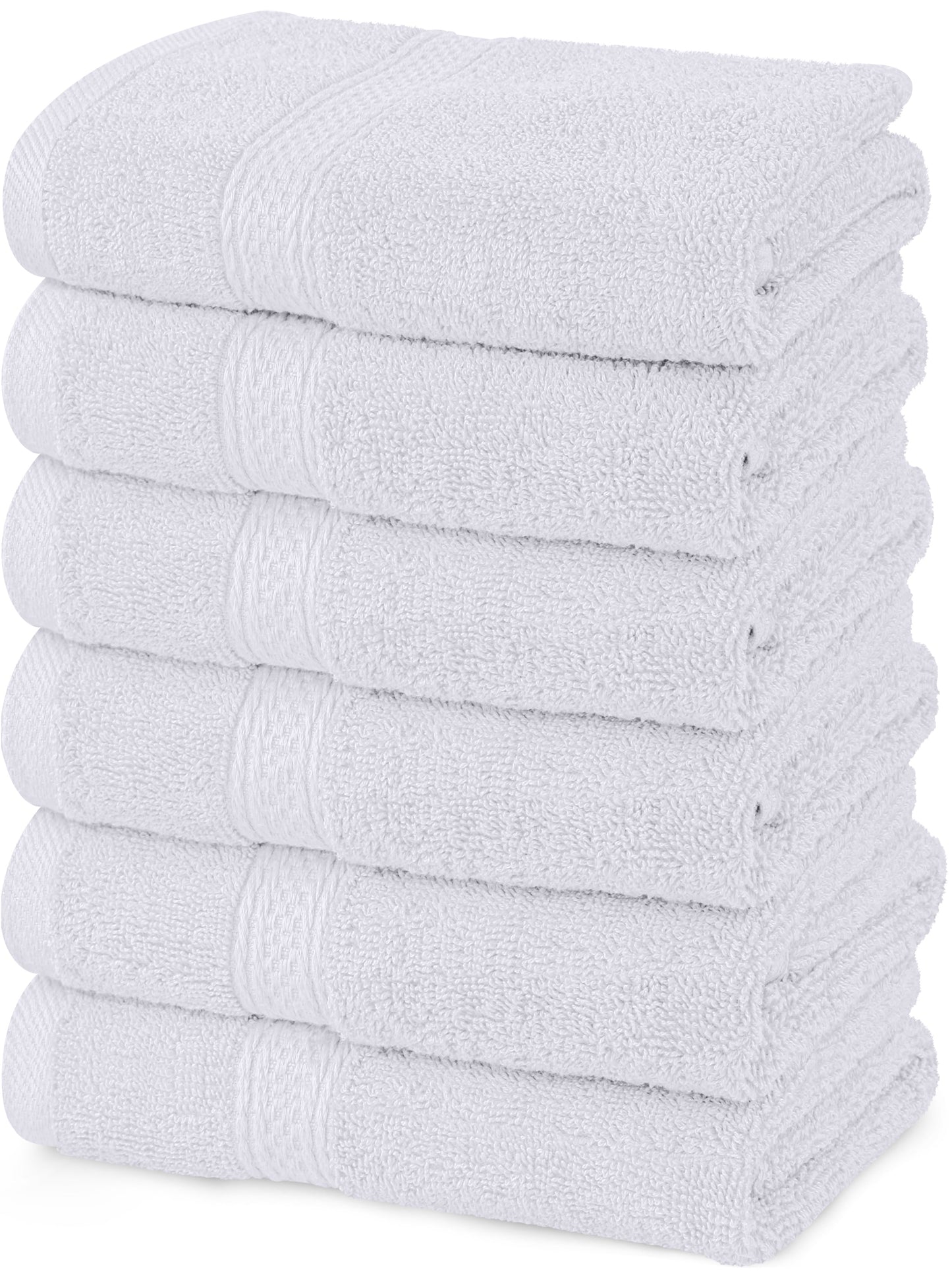 Utopia Towels 6 Pack Hand Towels, 100% Ring Spun Cotton Kitchen Towel Set, 16x28" Plush and Highly Absorbent For Hotel & Spa, Gym, Face, Hand, Bathroom 620 GSM (White)