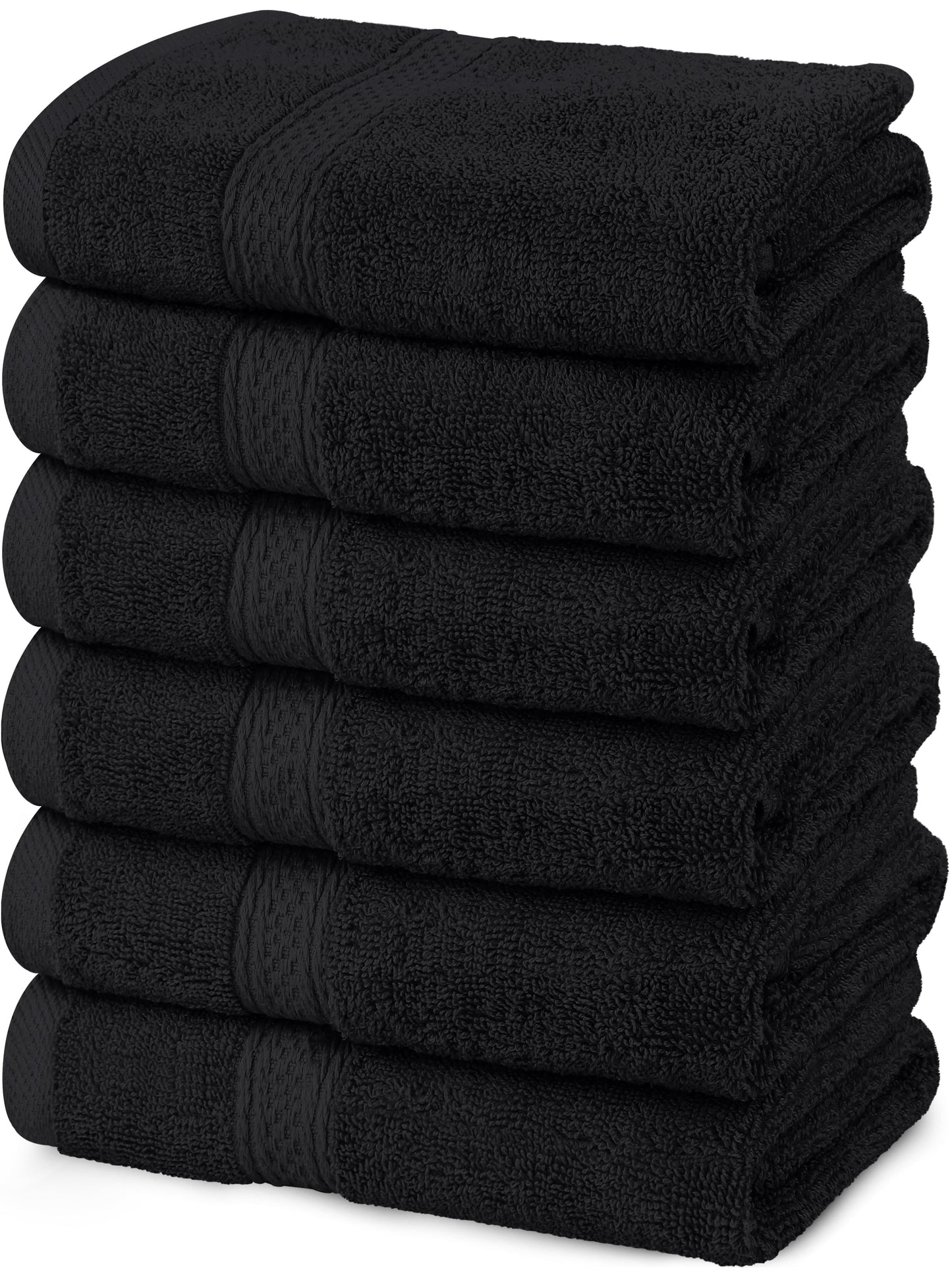 Utopia Towels 6 Pack Hand Towels, 100% Ring Spun Cotton Kitchen Towel Set, 16x28" Plush and Highly Absorbent For Hotel & Spa, Gym, Face, Hand, Bathroom 620 GSM (Black)